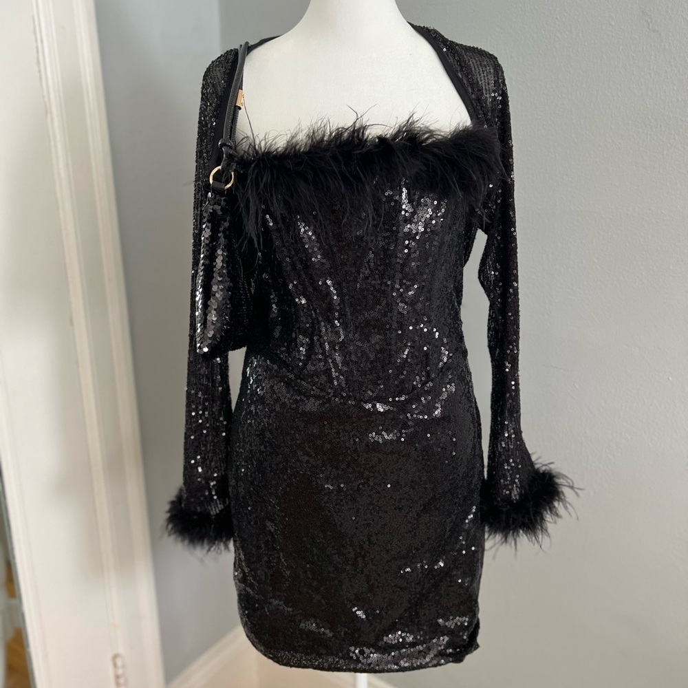 Black Mini Dress Outfit with Purse